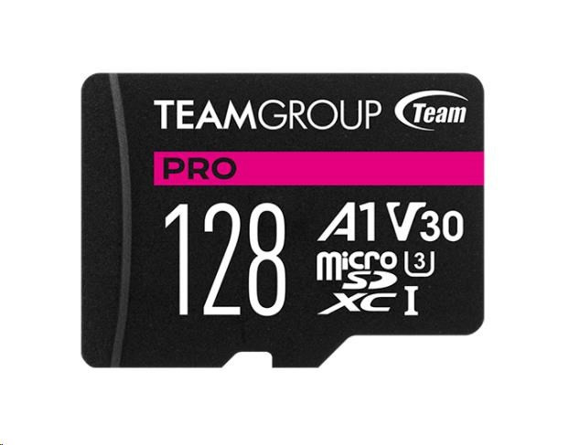 TEAM MicroSDXC karta 128GB PRE V30 Card UHS-I U3 V30 A1 + SD adaptér