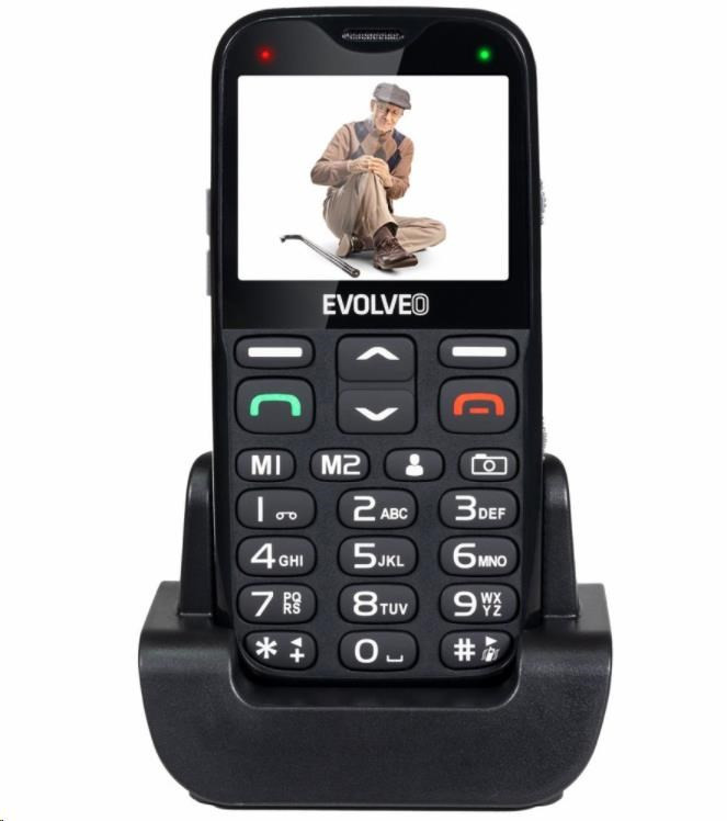 EVOLVEO EasyPhone XG, mobilný telefón pre seniorov s nabíjacím stojanom, čierna