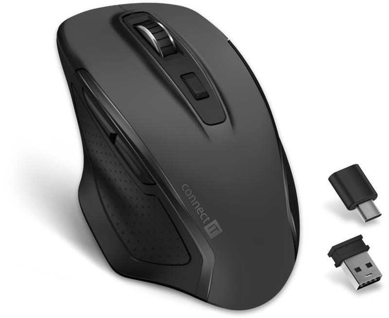 CONNECT IT Dual SmartSwitch bezdrôtová myš, USB-A + C (+1x AA batéria zadarmo), šedá