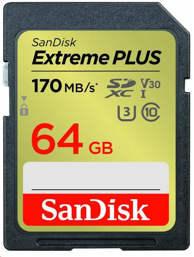 SanDisk SDXC karta 64 GB Extreme PLUS (200 MB/s Class 10, UHS-I U3 V30)