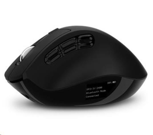 CONNECT IT FOR HEALTH Dual LED bezdrôtová ergonomická myš s LCD displejom, 2.4 GHz & Bluetooth 5.0, čierna